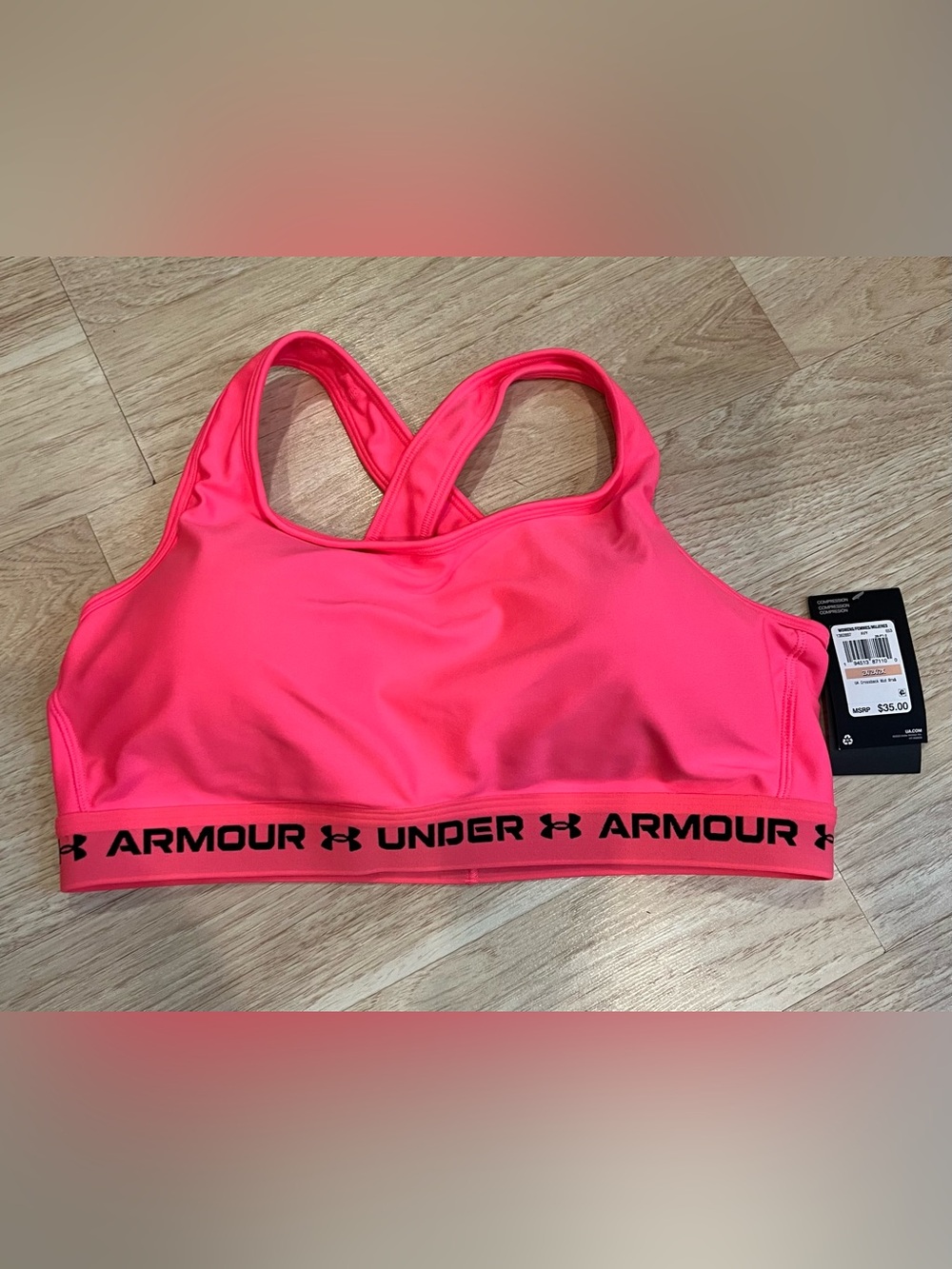 Under Armour Women’s 2XL Pink Sports Bra - Medium Support, removable pads NWT